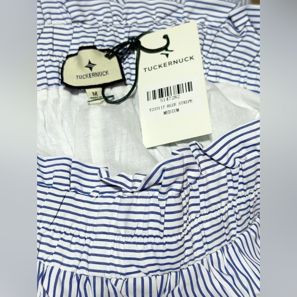 Tuckernuck Cinzia Blue Stripe Eyelet Midi Skirt Medium NWT - Picture 6 of 11